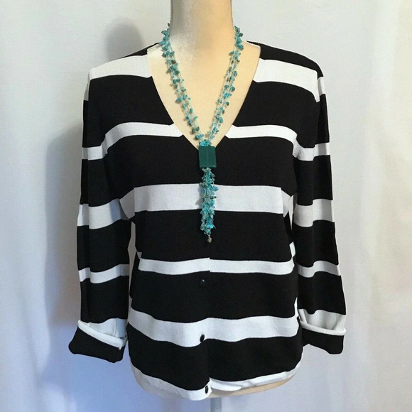 Vintage Due per Due Striped Cardigan M - Picture 2 of 7